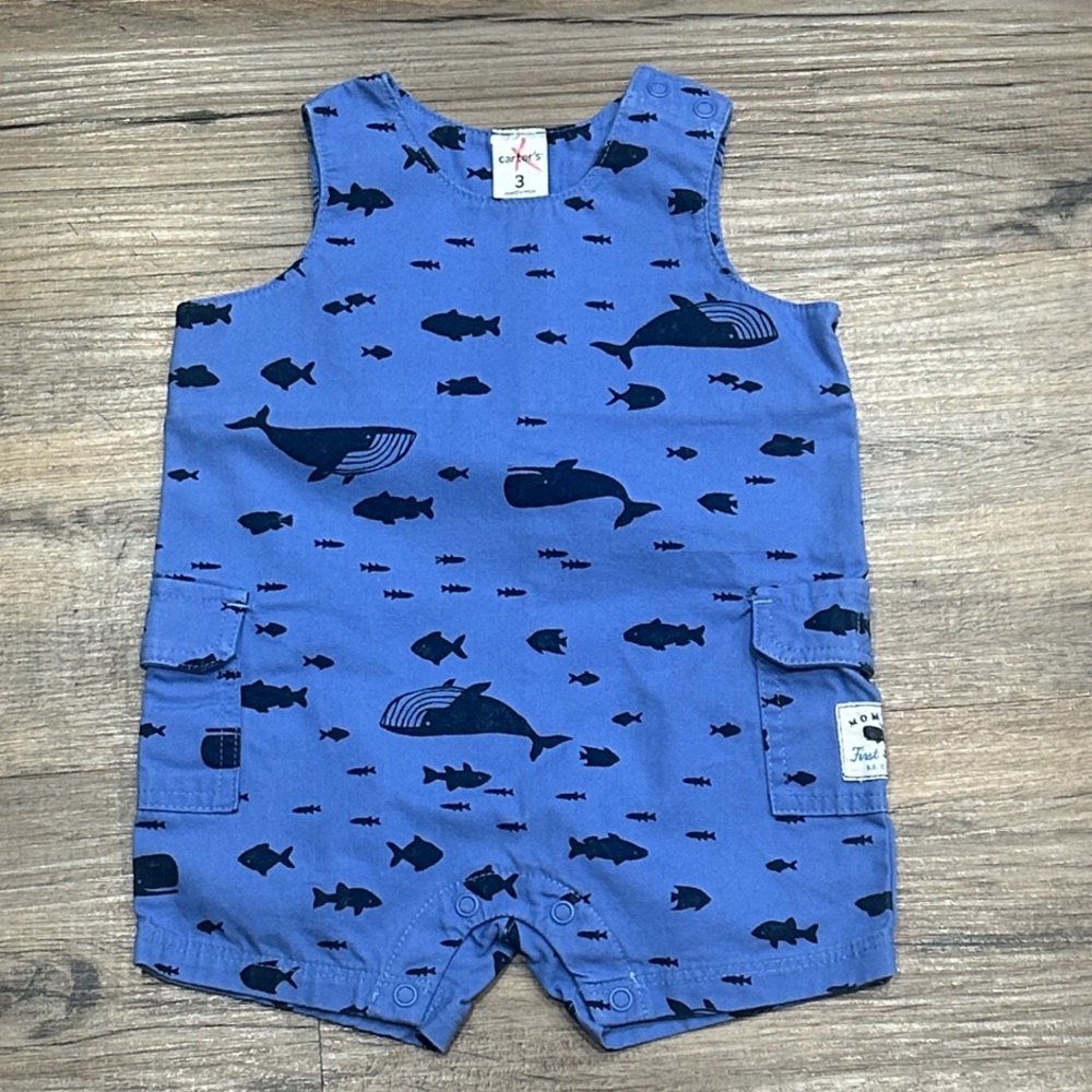 Carter’s Blue Whale Print Baby Romper